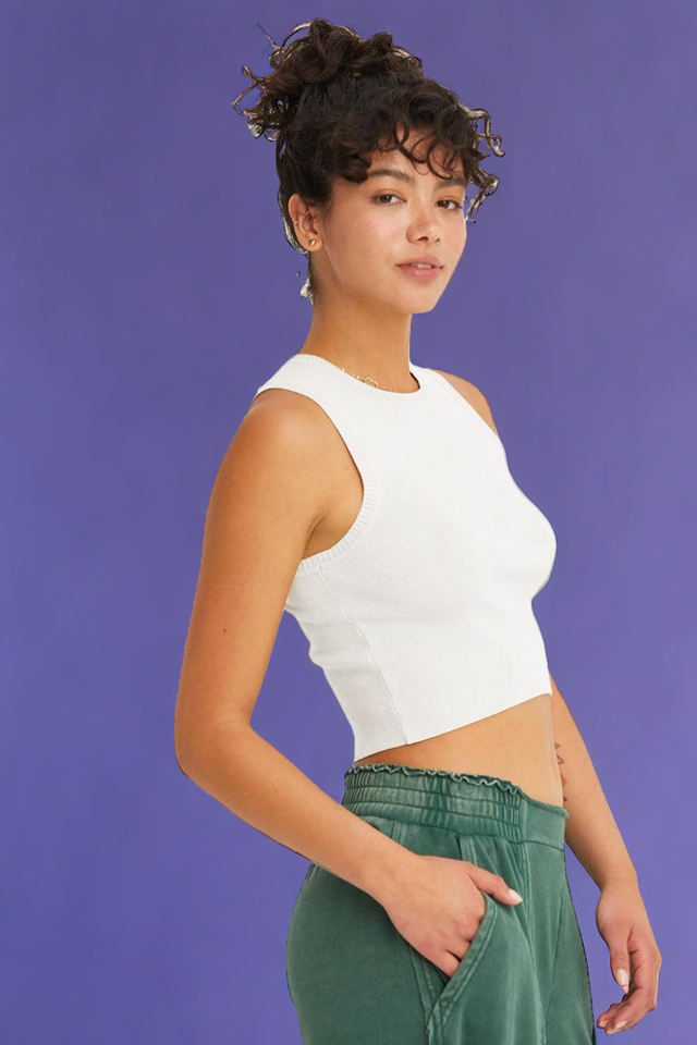 Ribbed Knit Cropped Tank