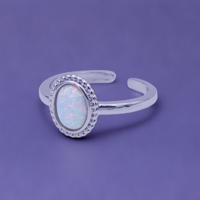 Dainty Opal Stone Silver Ring