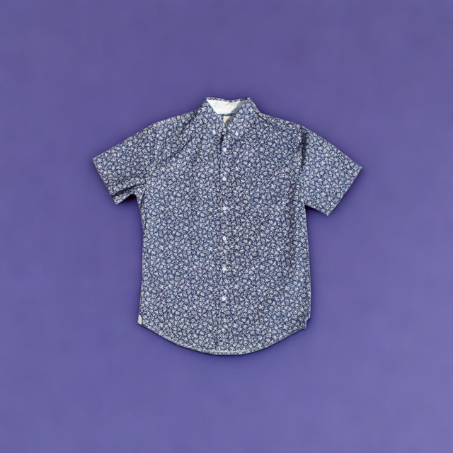 Navy & White Floral Cotton Shirt
