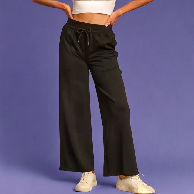Drawstring Wide Leg Pants with Pockets
