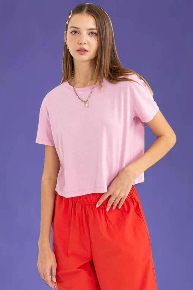 Round Neck Cropped T-Shirt