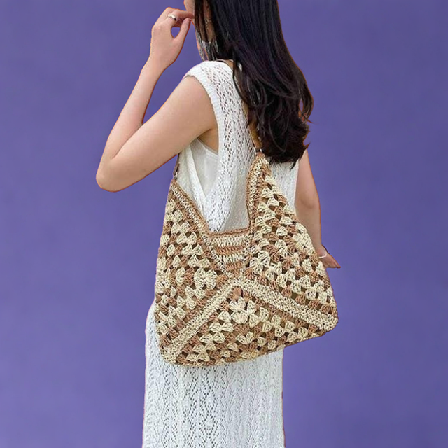 Woven Straw Crochet Shoulder Bag
