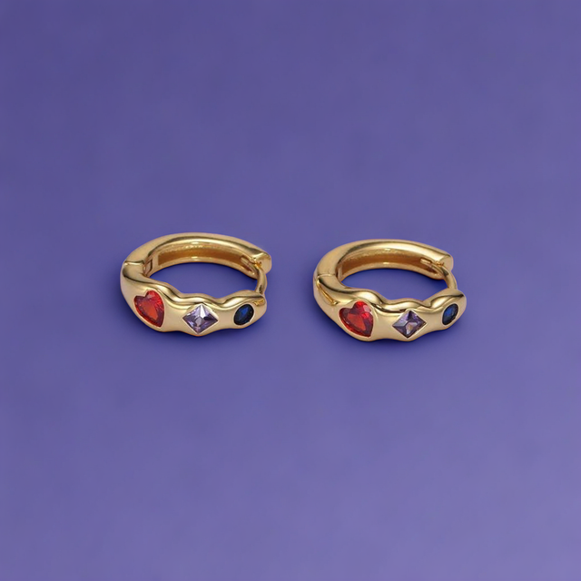Multicolor Wavy Hoops