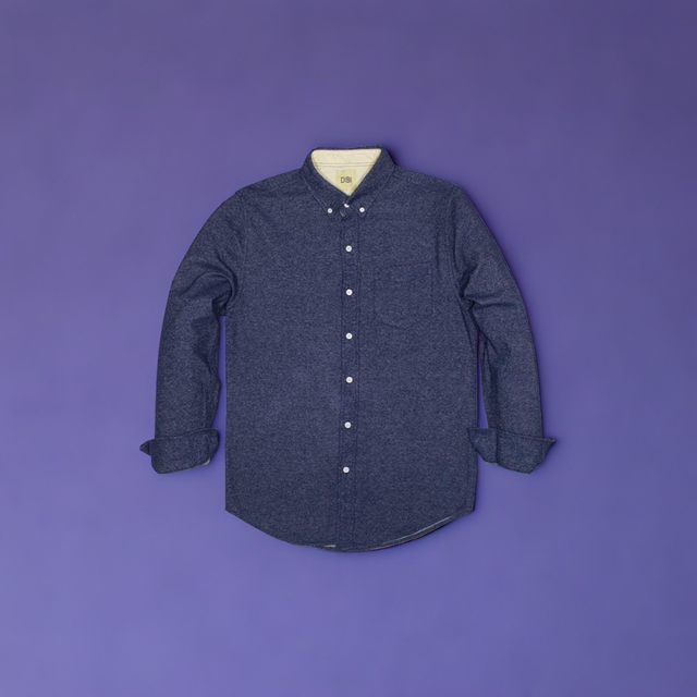 Dark Blue Twill Brushed Flannel