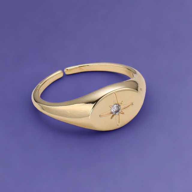 North Star Adjustable Gold Signet Ring