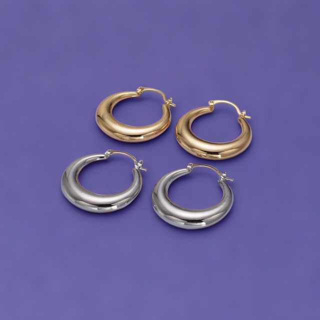 Thin Dome Hoops Earrings