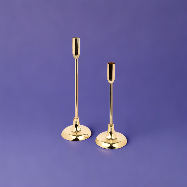 Gold Tiered Taper Candle Holders - Set Of 2