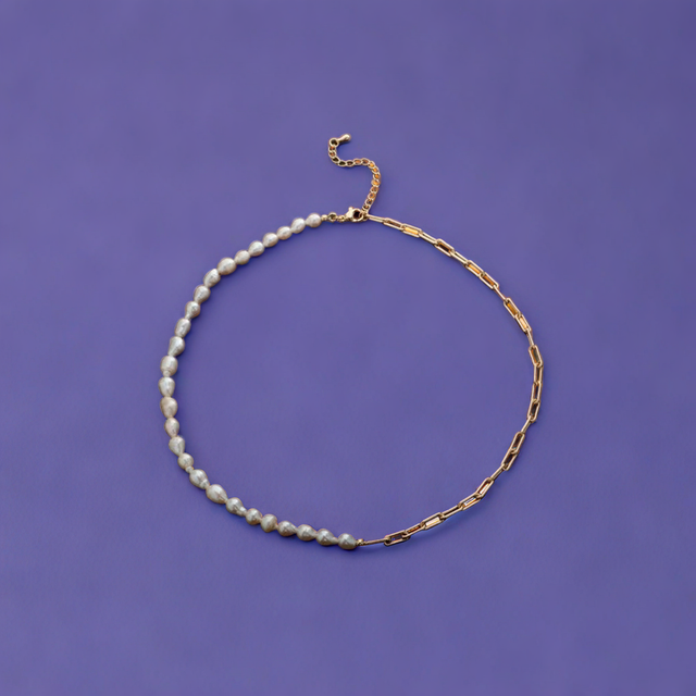 Freshwater Pearl Half Chain Necklace