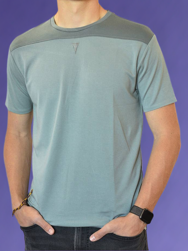 Short Sleeve Crew Collar (Blue Gray & Gray)