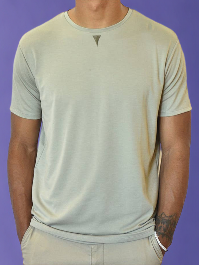Short Sleeve Crew Collar (Taupe & Brown)
