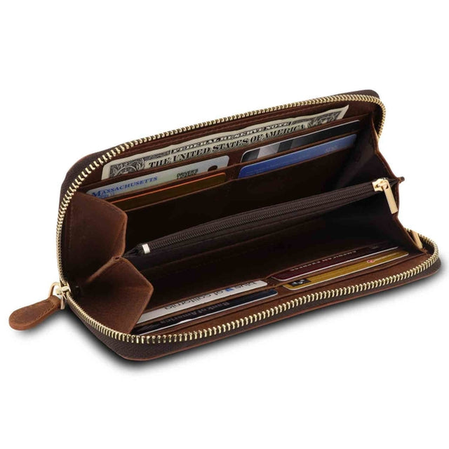 Leather Zippered Clutch