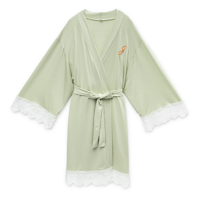 Jersey Knit Robe With Lace Trim