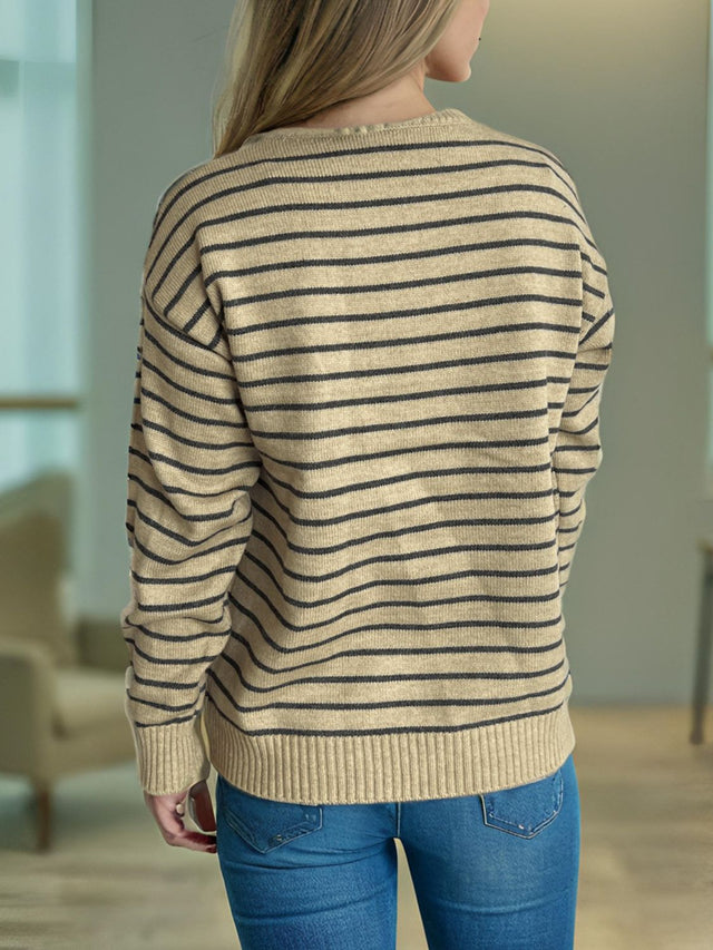 Striped Mock Neck Sweater