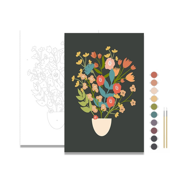 Flower Bouquet Meditative Art Paint by Number Kit