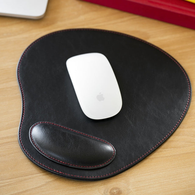 Leather Oval Mouse Pad with Wrist Rest