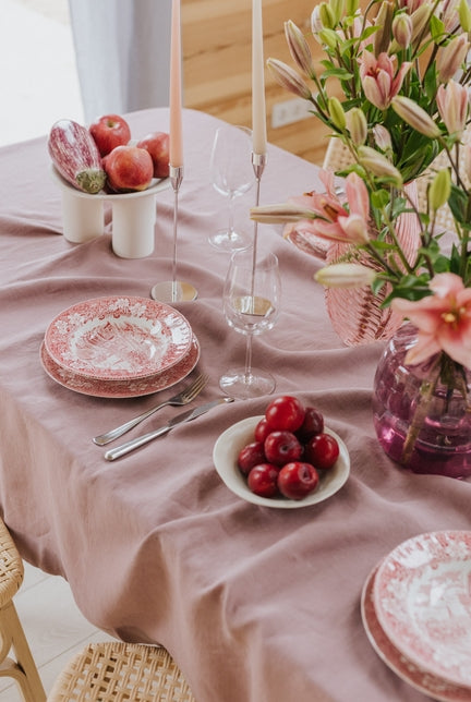 Woodrose Linen Tablecloth