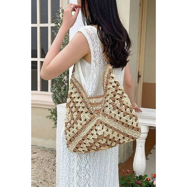 Woven Straw Crochet Shoulder Bag