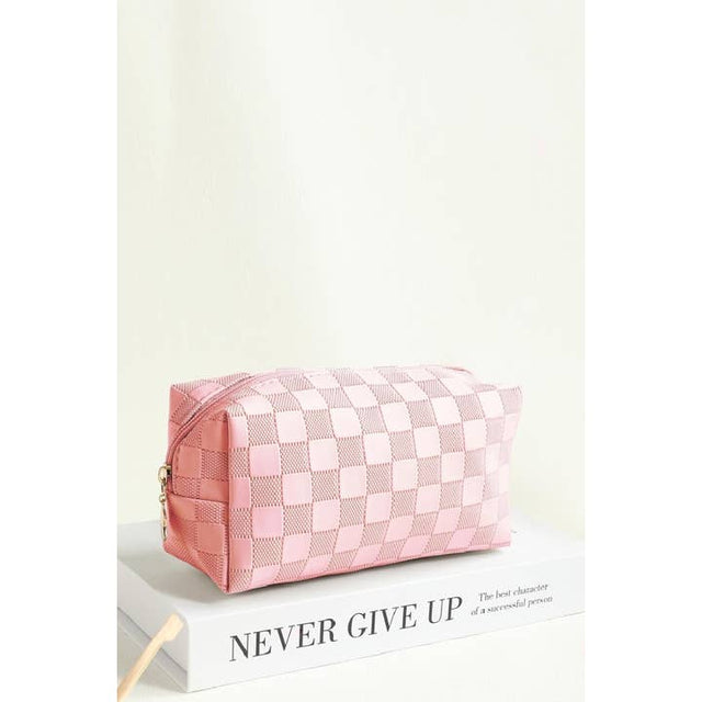 Checkered Cosmetic Makeup Pouch