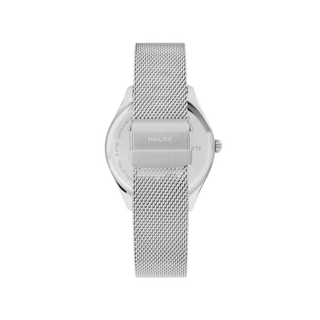 Lune Watch - Pearlized Dial Stainless Steel - Stainless Steel Mesh