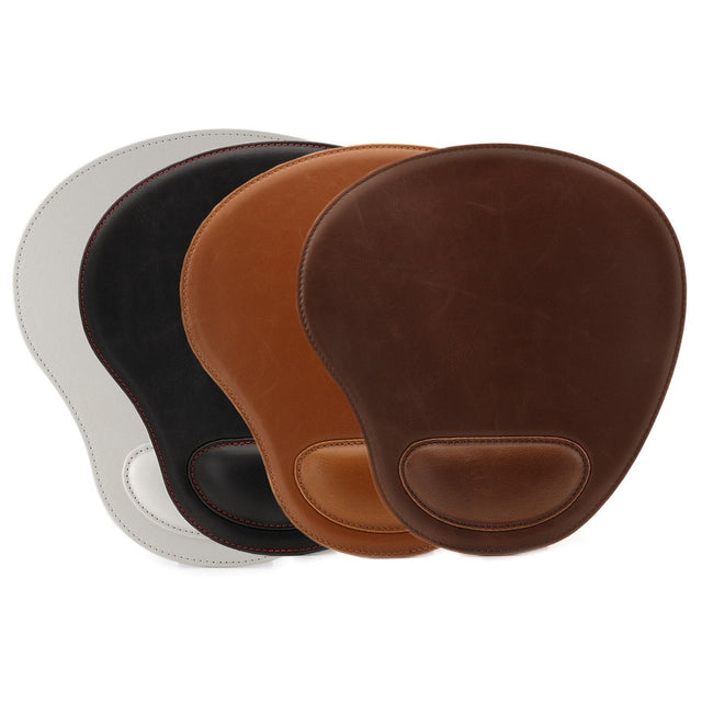 Leather Oval Mouse Pad with Wrist Rest