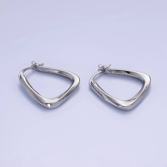 Twisted Edged Triangle Hoop Earrings