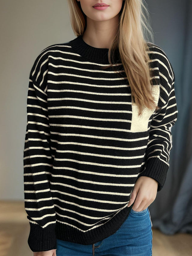 Striped Mock Neck Sweater