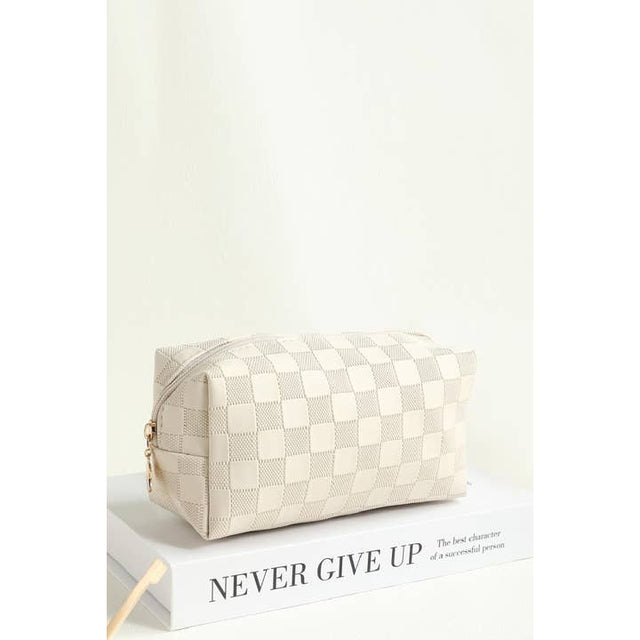 Checkered Cosmetic Makeup Pouch