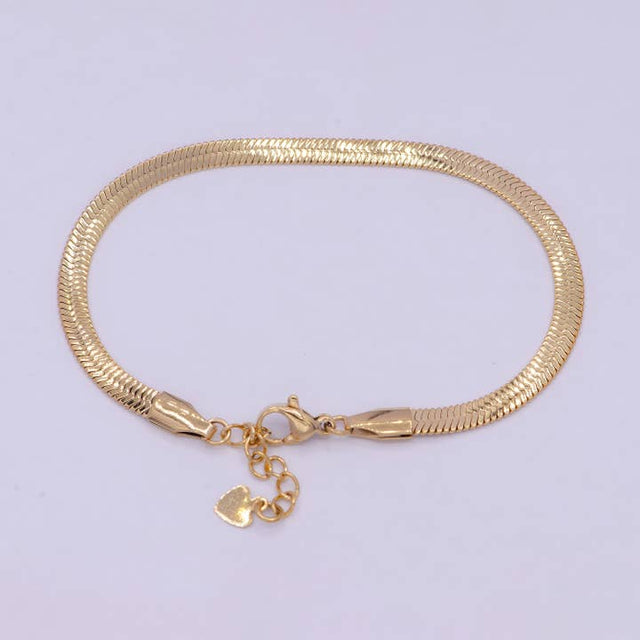 Gold Herringbone Snake Chain Bracelet