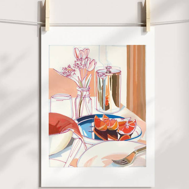 Breakfast in the Catskills Tulips and Coffee Print