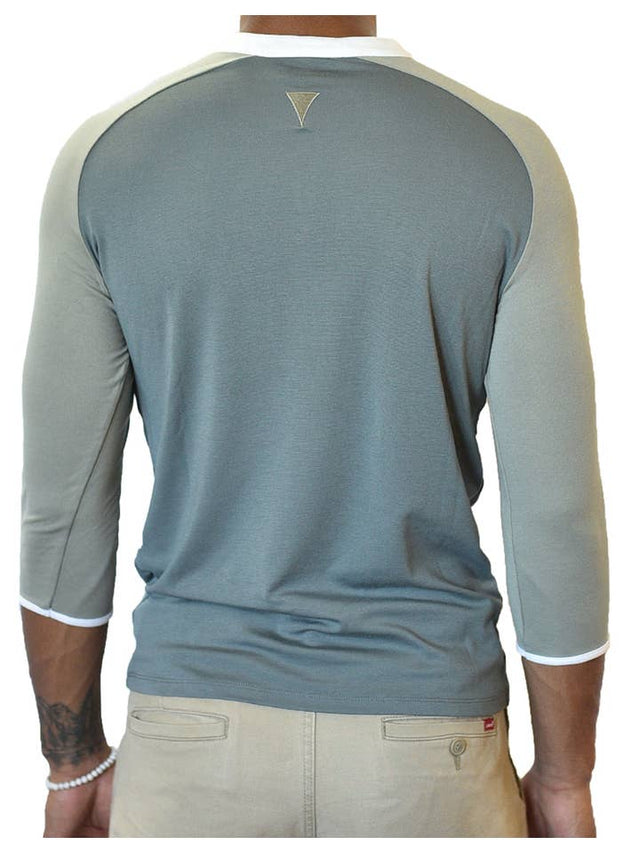 ¾ Sleeve Henley (Dark Gray & Taupe)