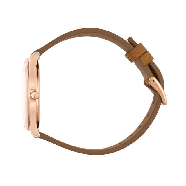 Lune Watch - Pearlized Dial Rose Gold - Saddle Leather