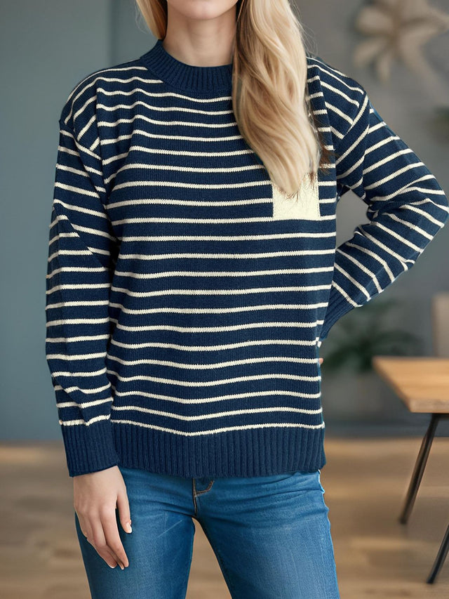 Striped Mock Neck Sweater