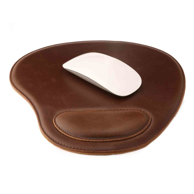 Leather Oval Mouse Pad with Wrist Rest