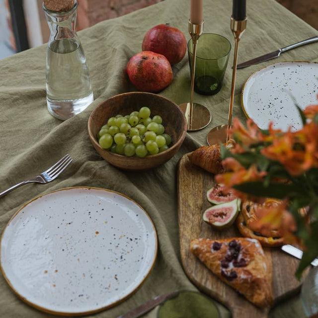 Olive Green Linen Tablecloth