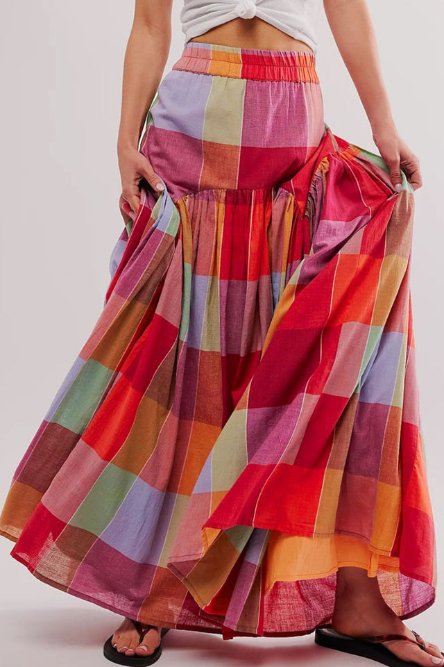 Color Block Maxi Skirt