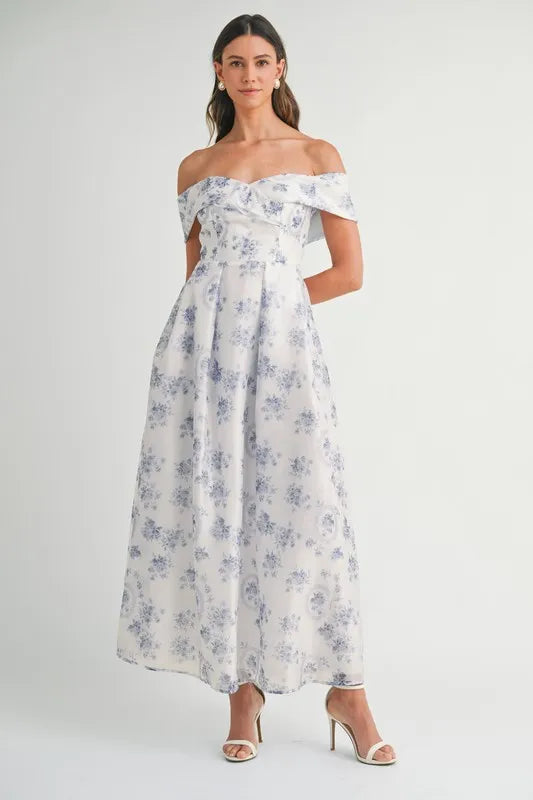 Floral Printed Off Shoulder Maxi Dress