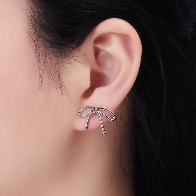 Tied Ribbon Bow Stud Earrings