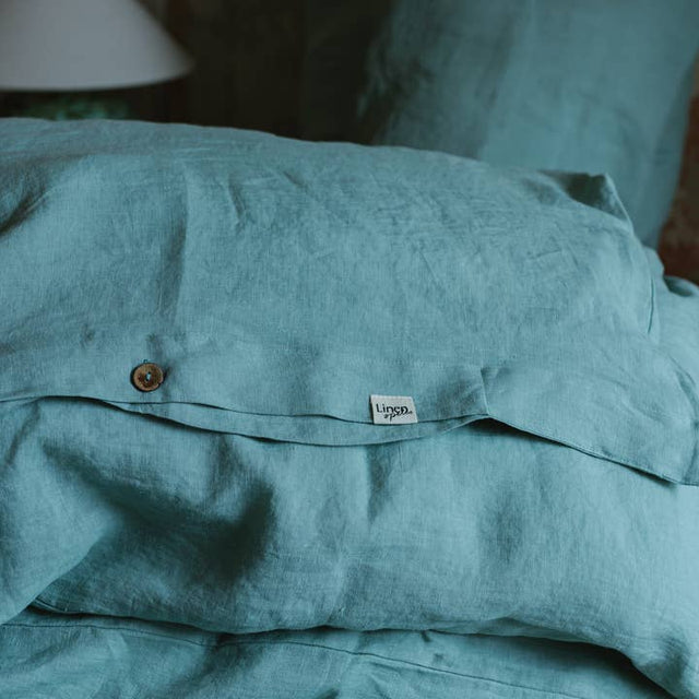 Ocean Mint Washed Linen Duvet Cover