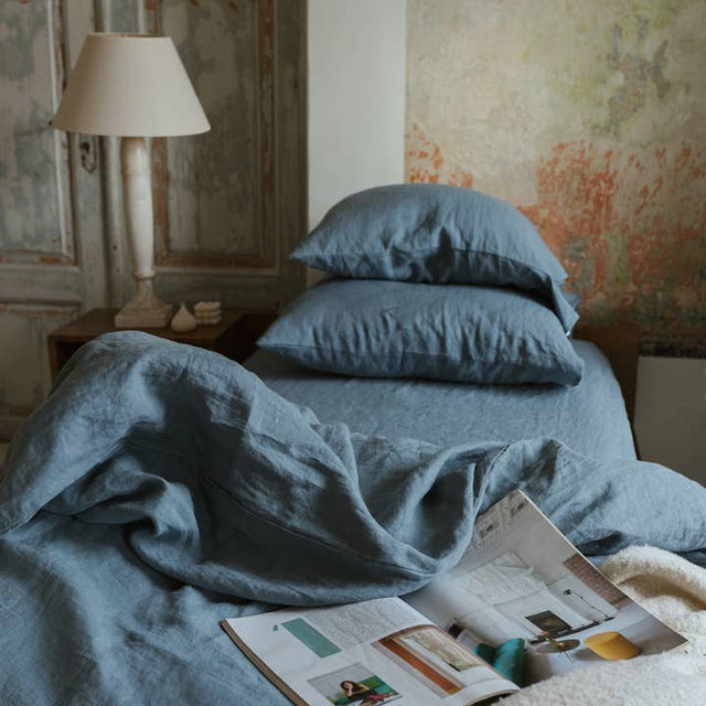 Dark Grey Washed Linen Duvet Cover