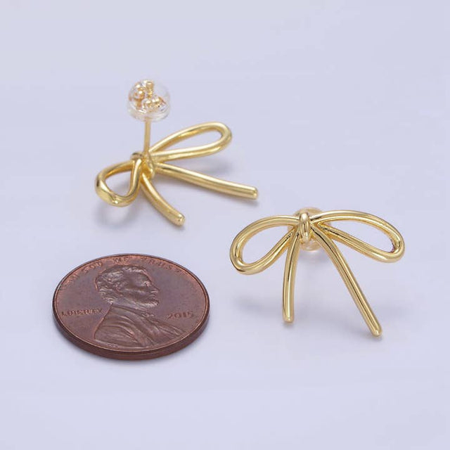 Tied Ribbon Bow Stud Earrings