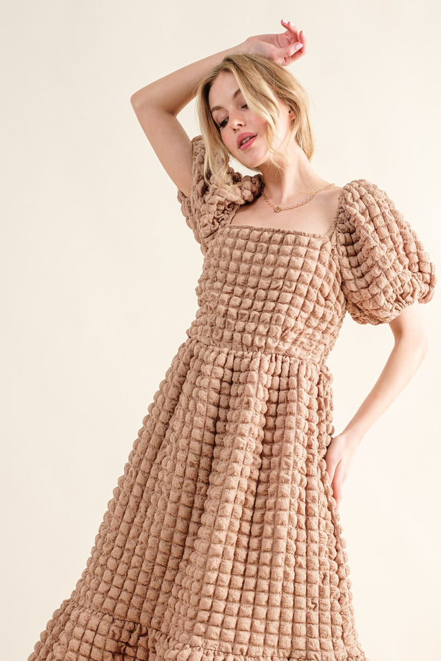 Square Neck Puff Sleeve Dress