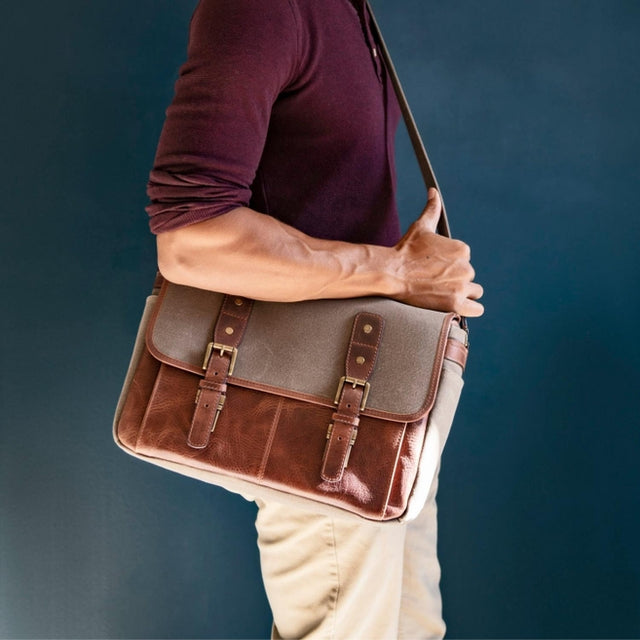 Canvas Leather Messenger Bag