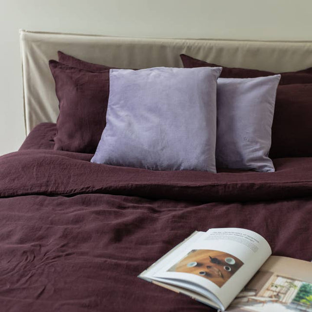 Deep Purple Washed Linen Duvet Cover