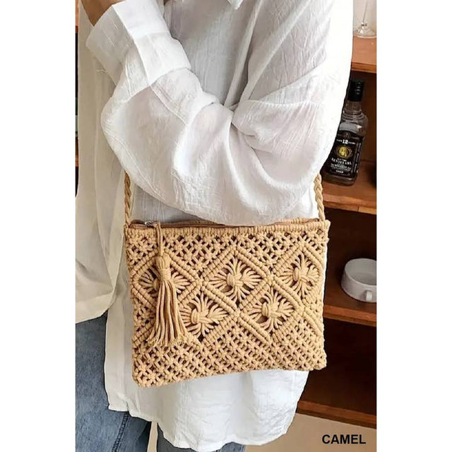 Tassel Crochet Shoulder Bag