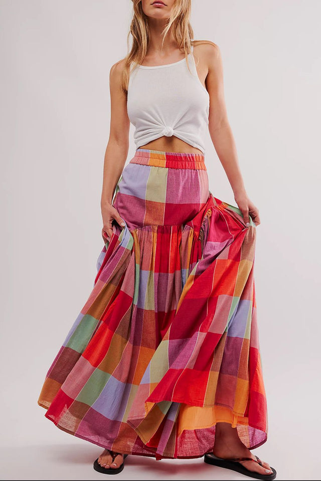 Color Block Maxi Skirt