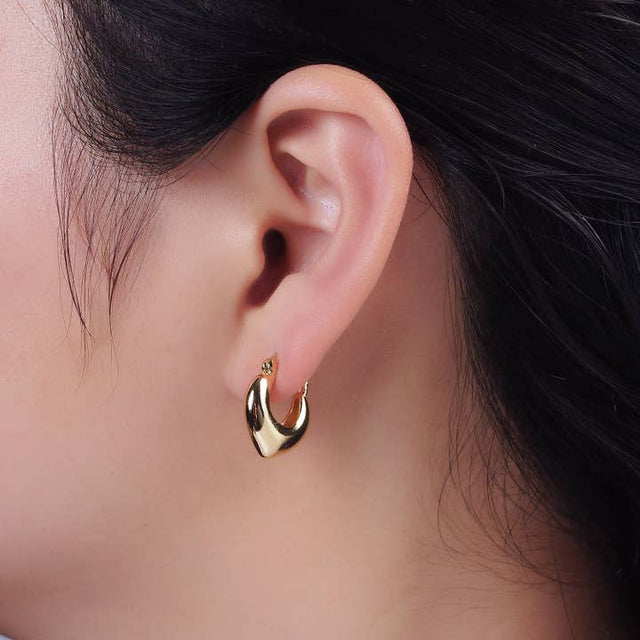 V-Shaped Dome Hoop Earrings