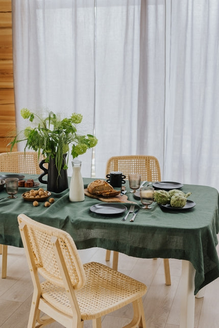 Forest Green Linen Tablecloth