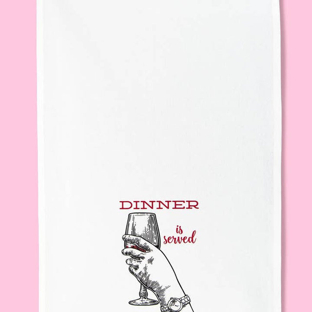 Dinner Is Served (Wine) Dishtowel