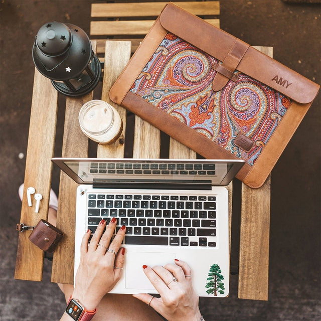 Leather Sleeve, Bohemian Bag for MacBook Pro