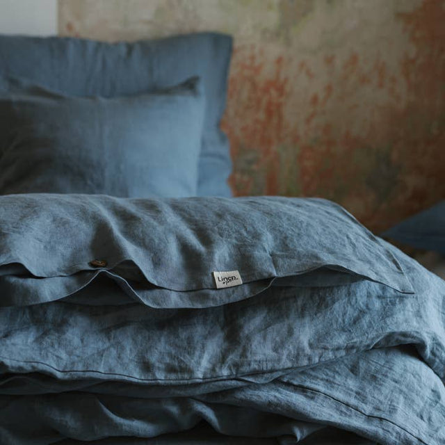 Dark Grey Washed Linen Duvet Cover